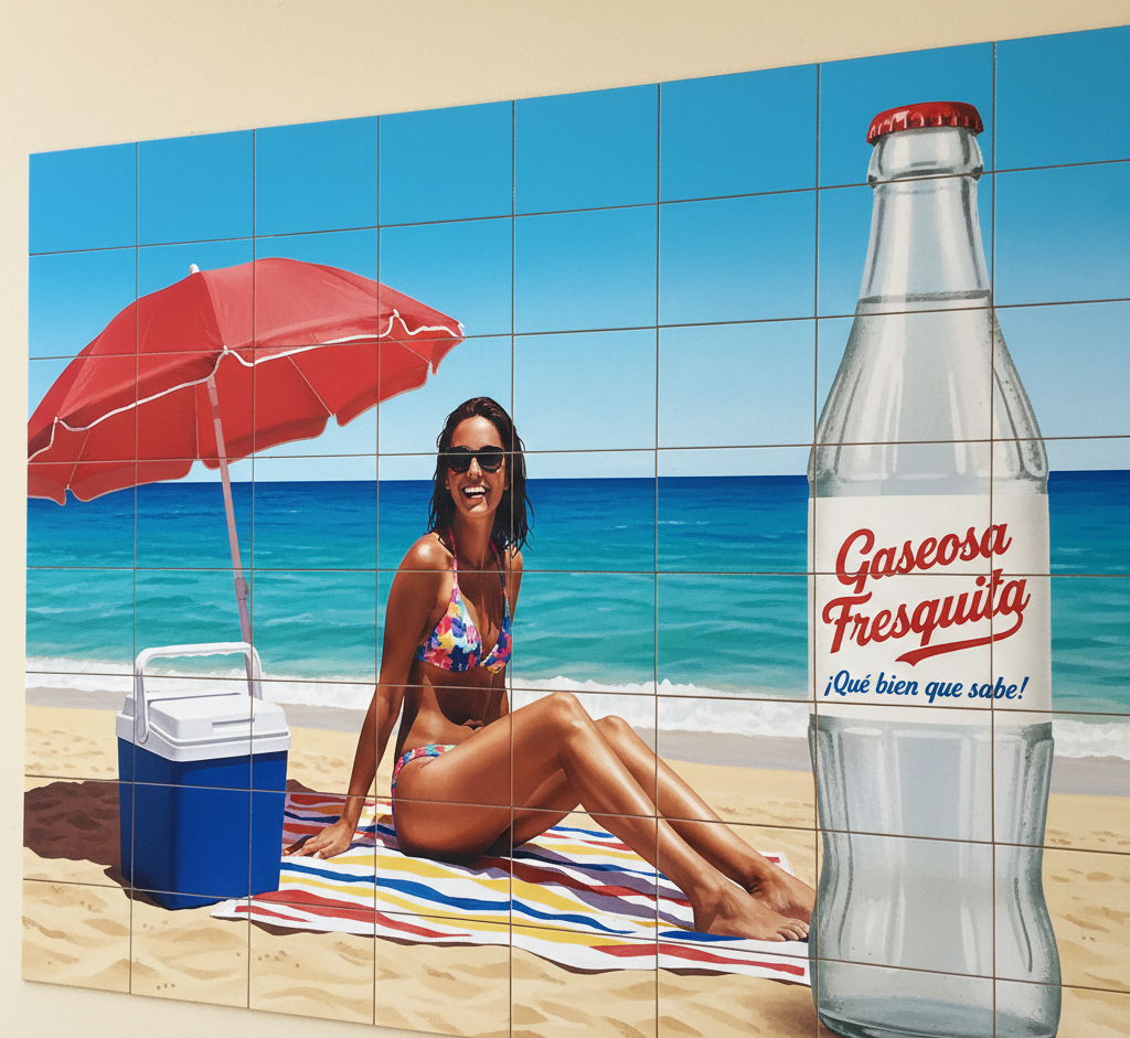 Mosaico de azulejos publicitario