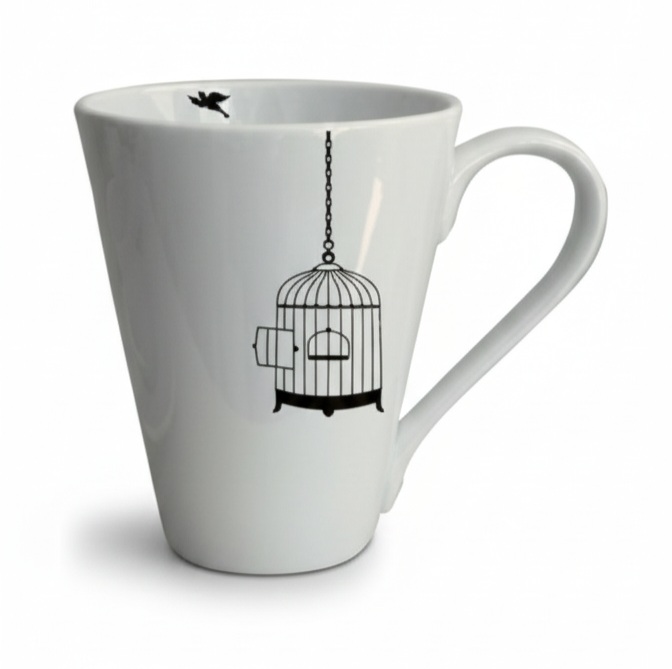 Taza personalizada, cónica y de porcelana