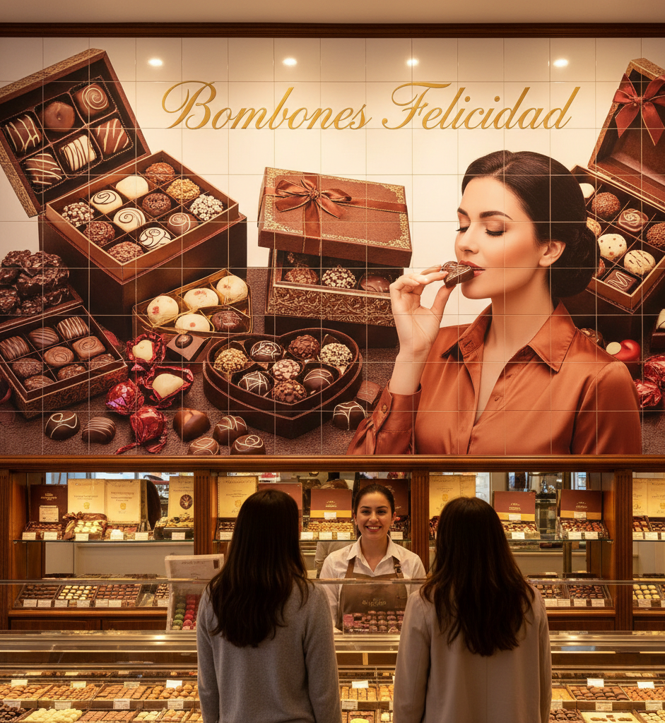 Mosaico de azulejos publicitario