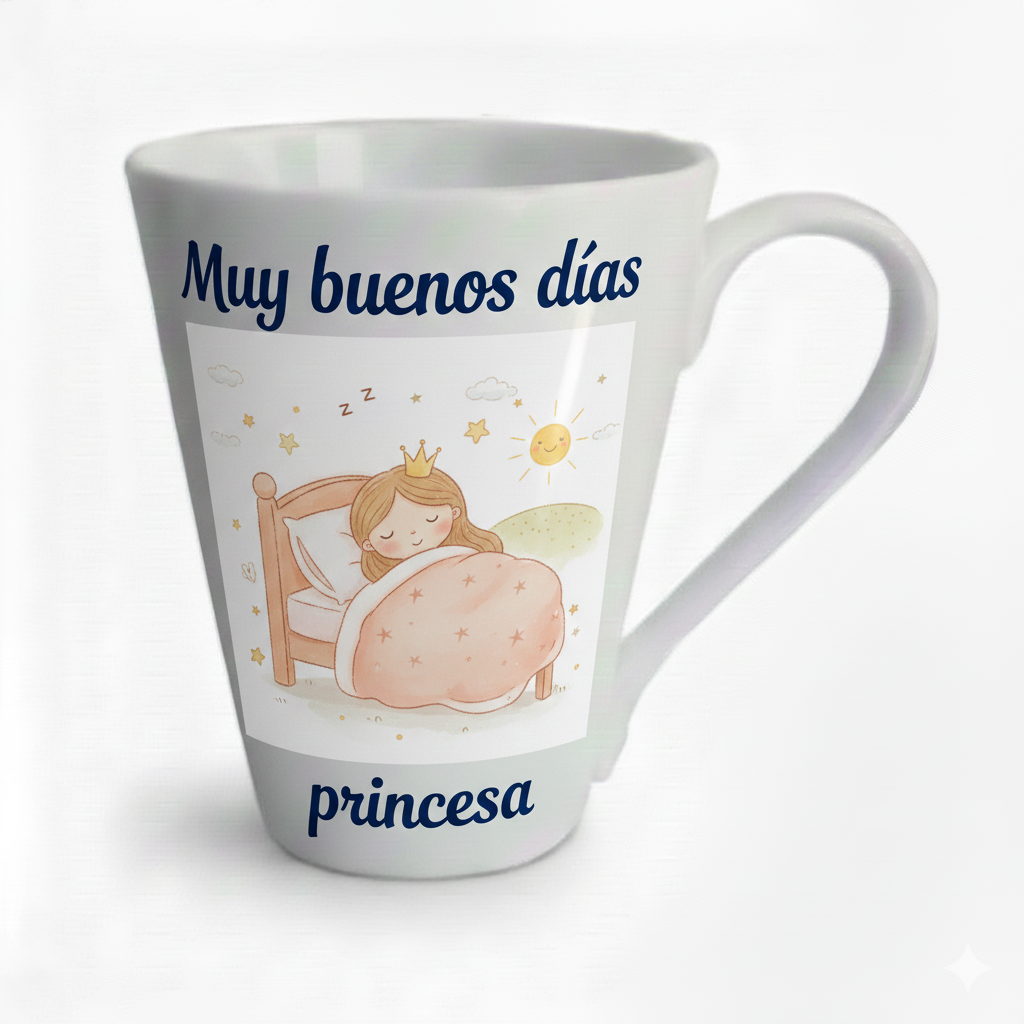 Taza personalizada, cónica y de porcelana 