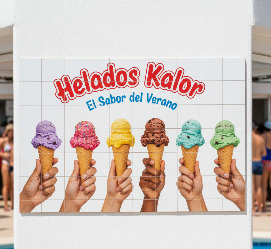 Mosaico de azulejos publicitario