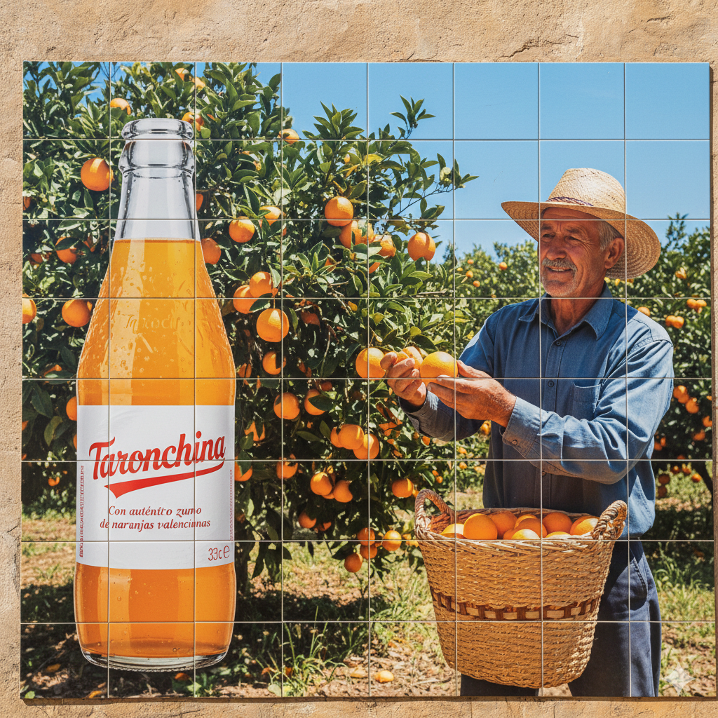 Mosaico de azulejos publicitario