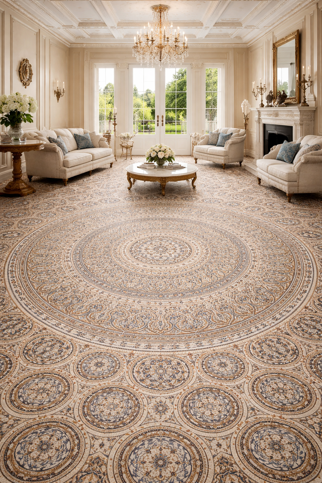 Suelo porcelánico tipo mosaico 