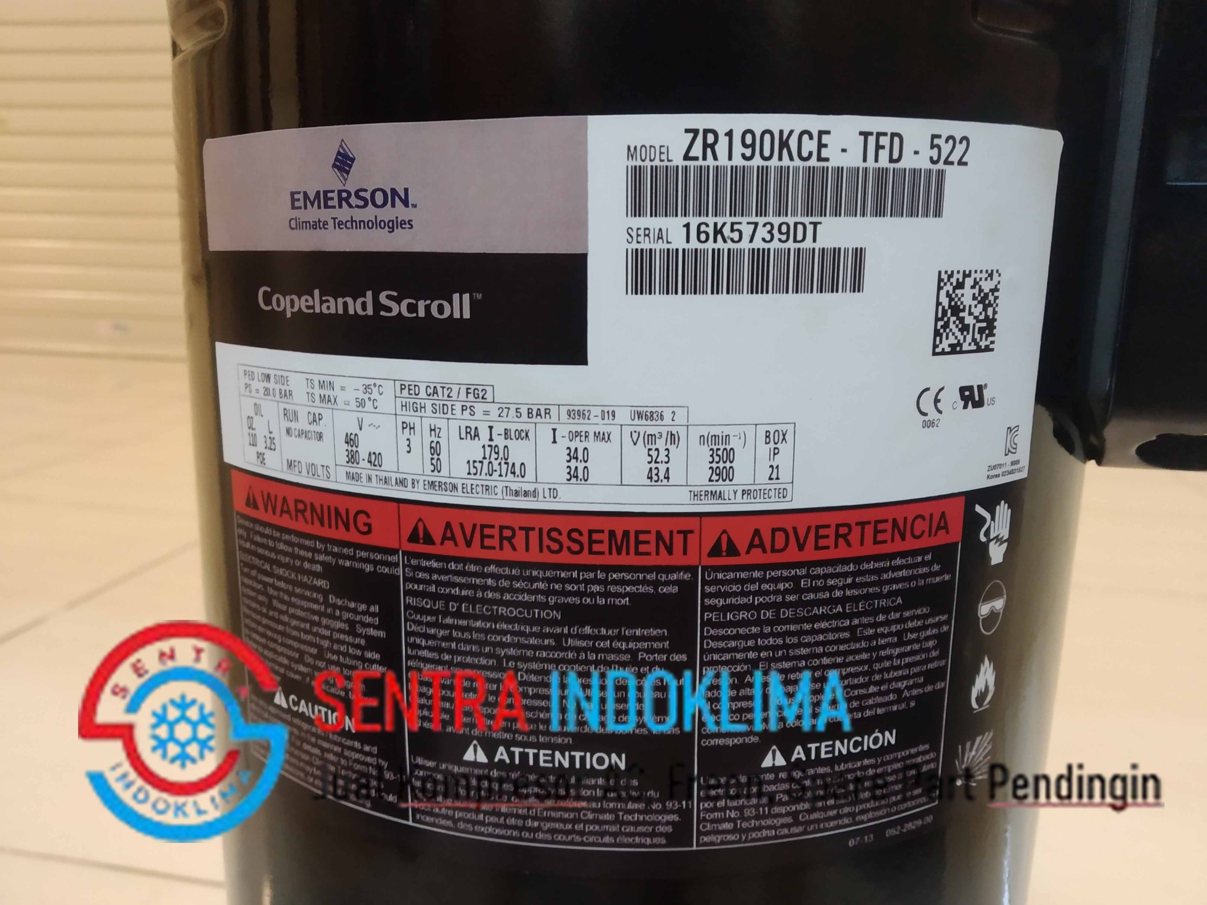 Kompresor Copeland Scroll ZR190KCE-TFD-522