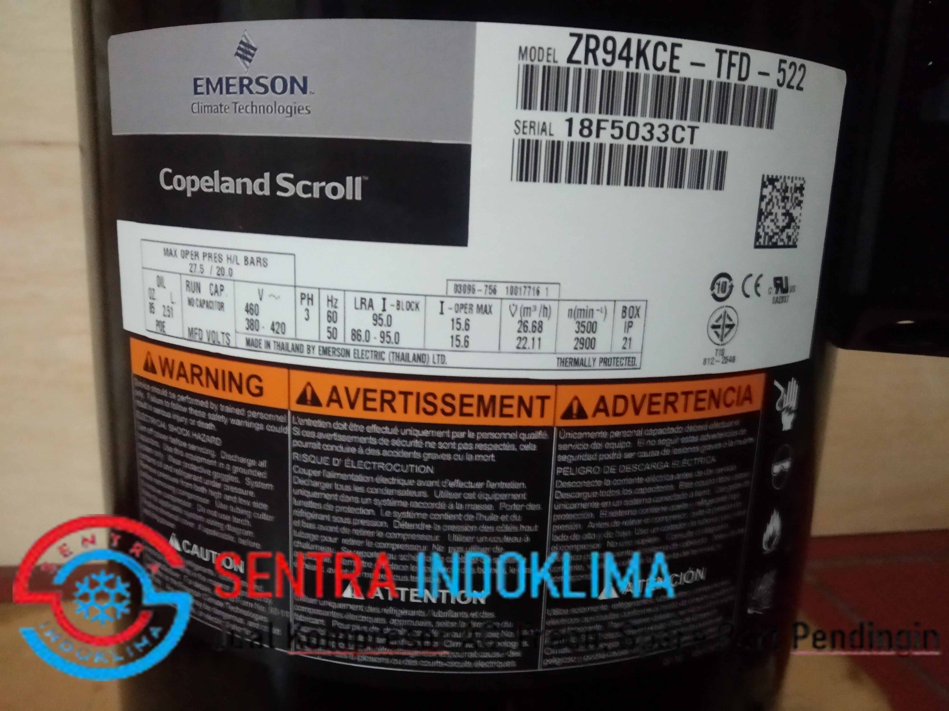 Kompresor AC Copeland Scroll ZR94KCE-TFD-522