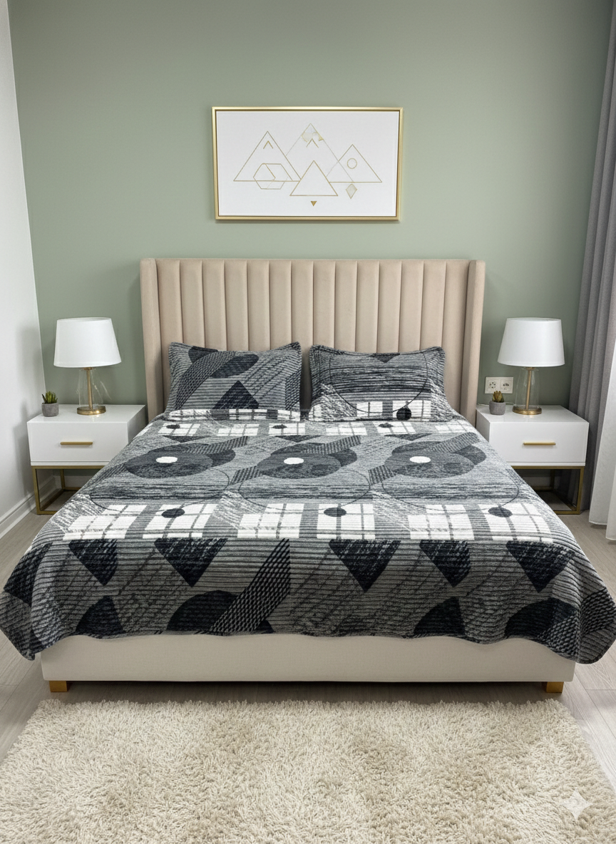 Modern Geometric Warm Winter Pancil Bedsheet Set