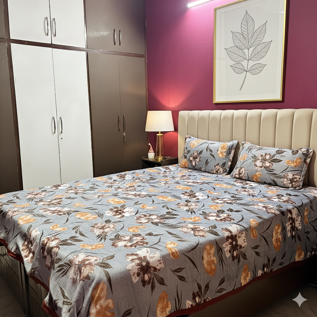 Winter Warm Artisan Indigo Blue Bedsheet Set – Intricate Mandala & Tribal Pattern