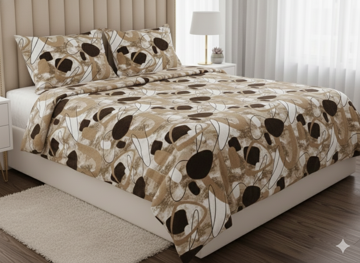 Winter Warm Premium Quality Contemporary Sandstone & Abstract Geometric Bedsheet Set