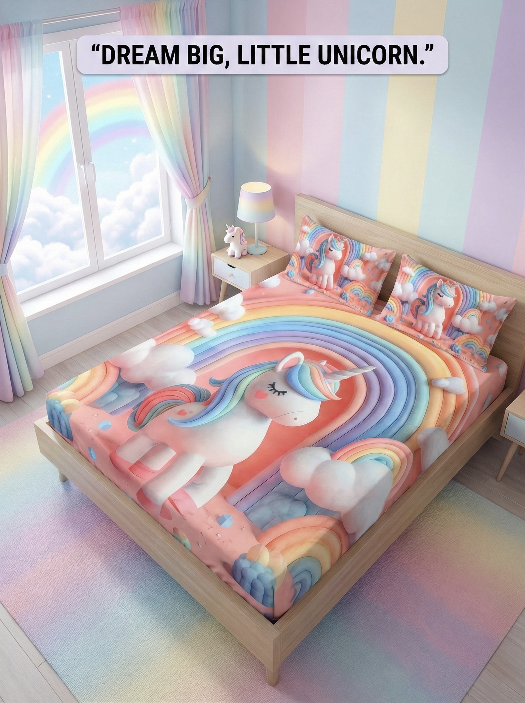 Unicorn Rainbow Warm Bedsheet
