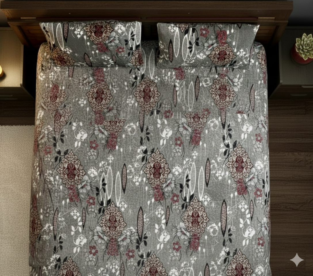 Winter Warm Premium Quality Regal Charcoal & Crimson Bedding Set 