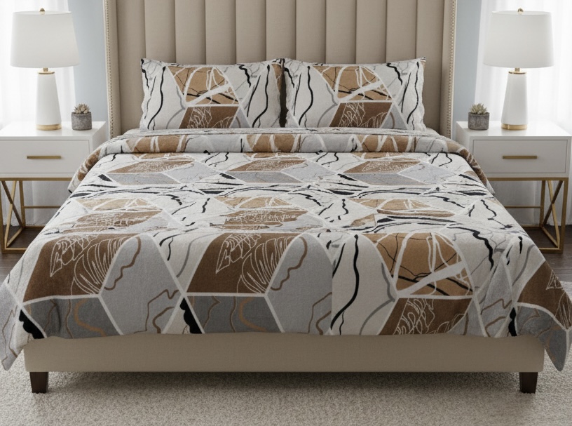 Winter Warm Premium Quality Sandstone Mosaic Geometric Bedsheet Set