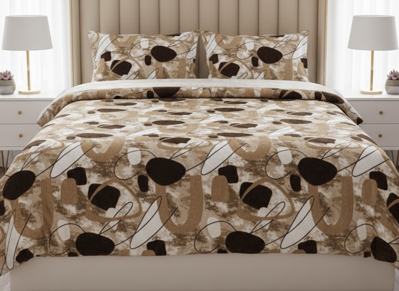 Winter Warm Premium Quality Contemporary Sandstone & Abstract Geometric Bedsheet Set