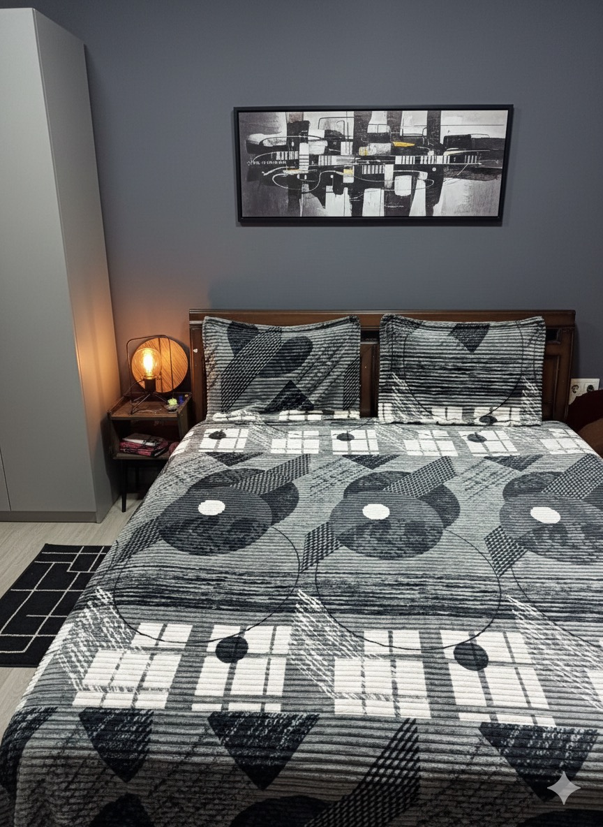 Modern Geometric Warm Winter Pancil Bedsheet Set