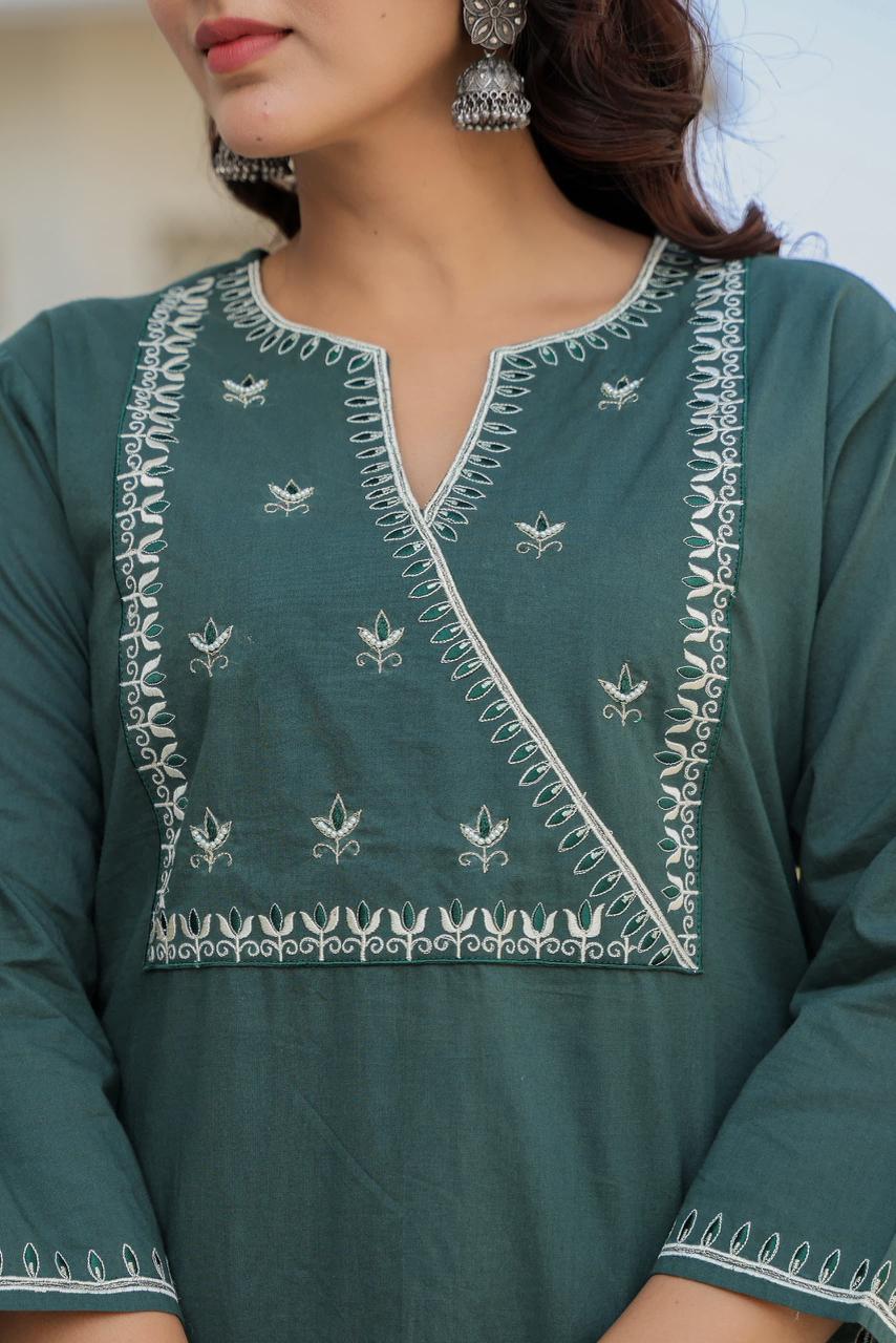 Elegant Teal Green Embroidered Suit