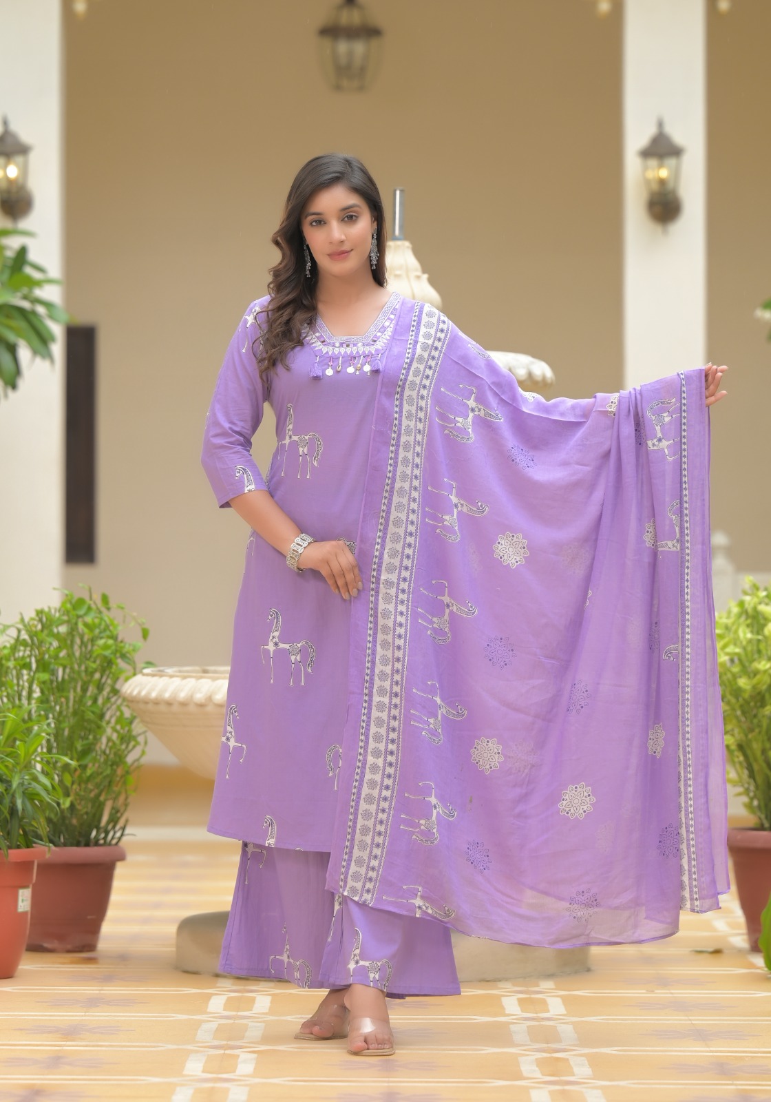 Lavender Embroidered Salwar Suit