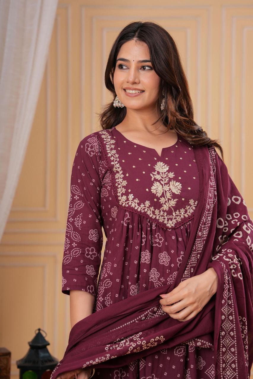 Maroon Traditional Embroidered Three-Piece Suit