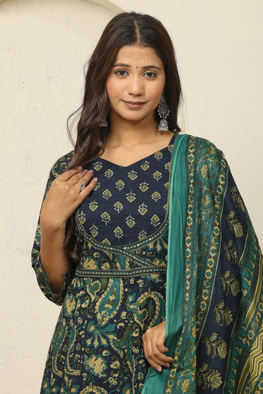 Elegant Printed Anarkali Suit