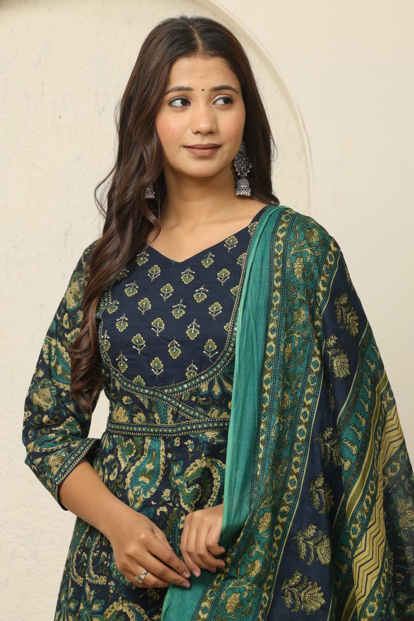 Elegant Printed Anarkali Suit