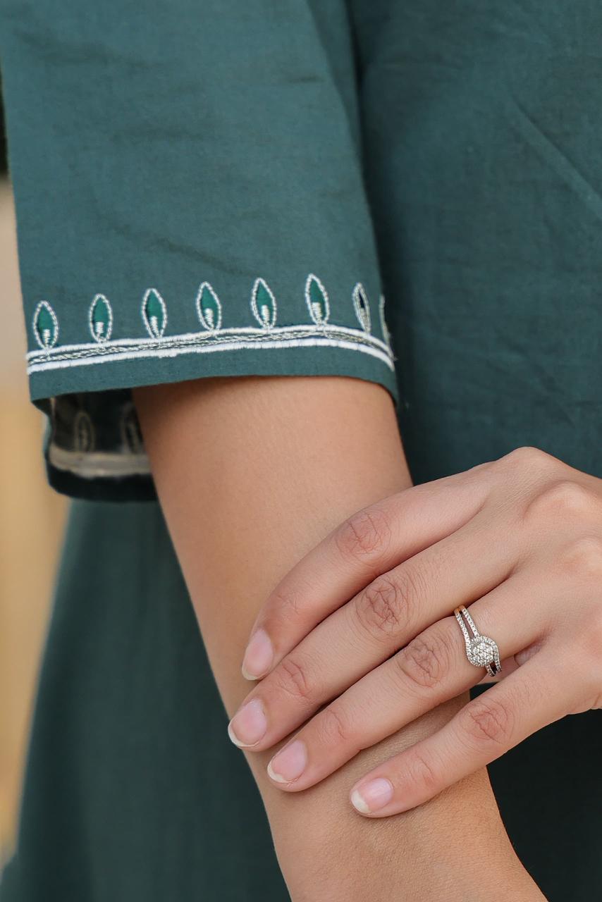 Elegant Teal Green Embroidered Suit