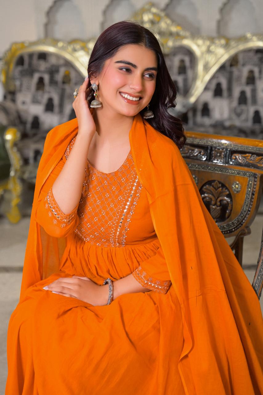 Elegant Orange Traditional Dress