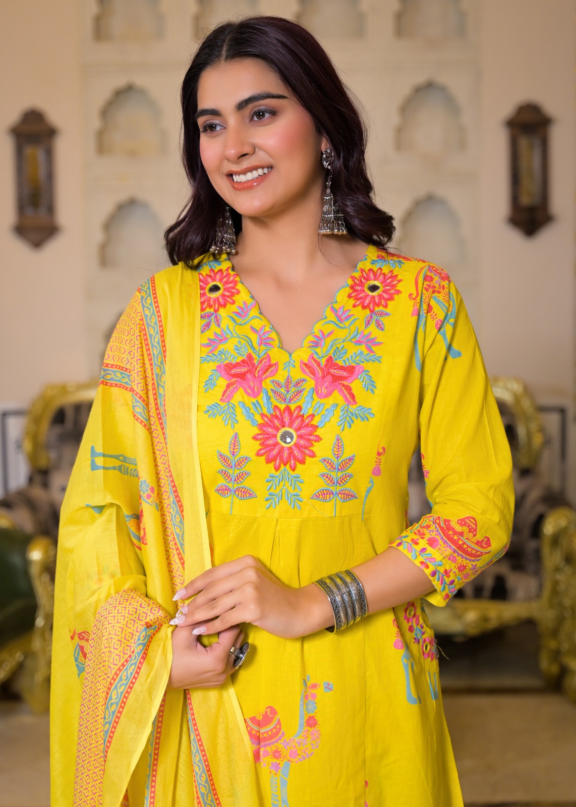 Embroidered Yellow Pakistani Suit