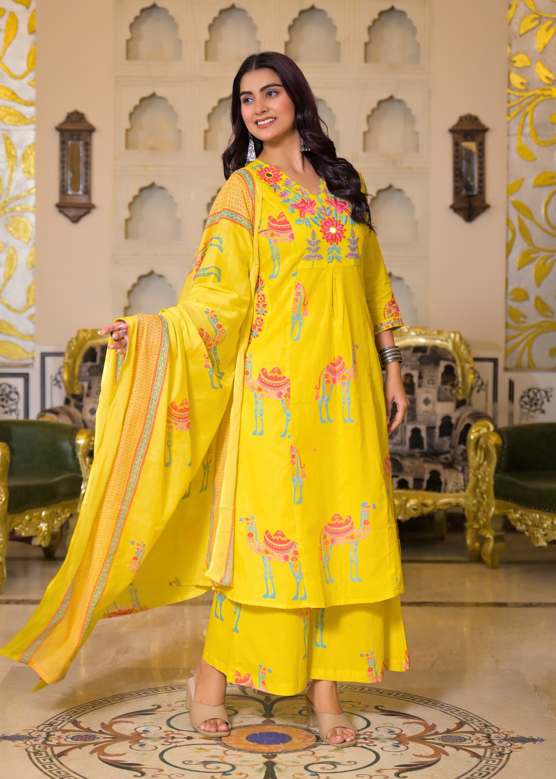Embroidered Yellow Pakistani Suit
