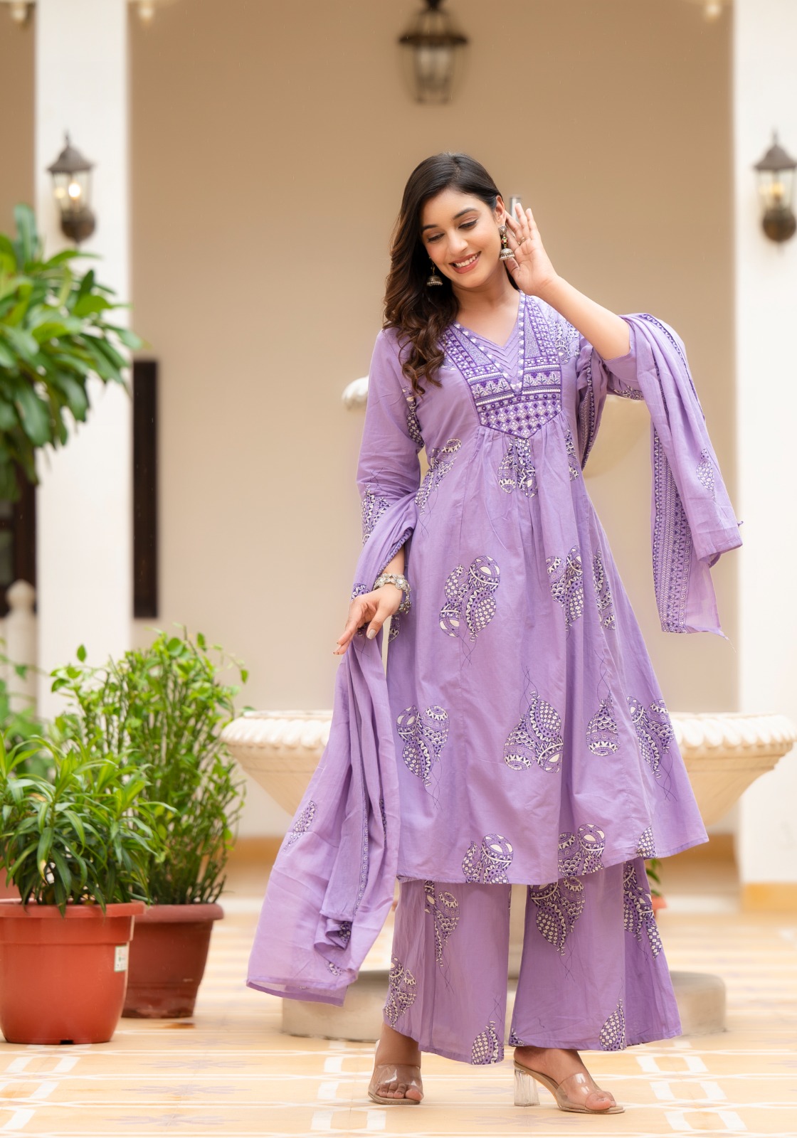 Lavender Embroidered Three-Piece Suit