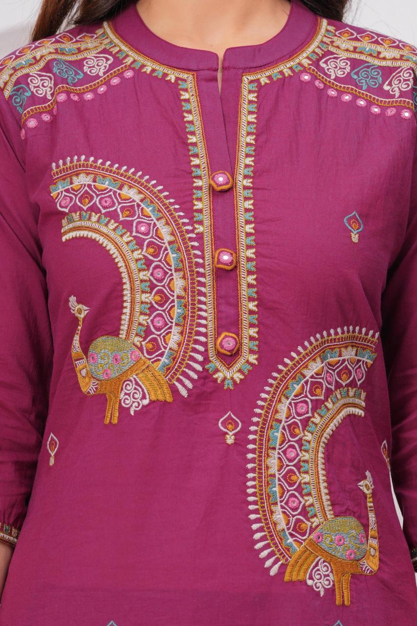 Embroidered Maroon Three-Piece Suit