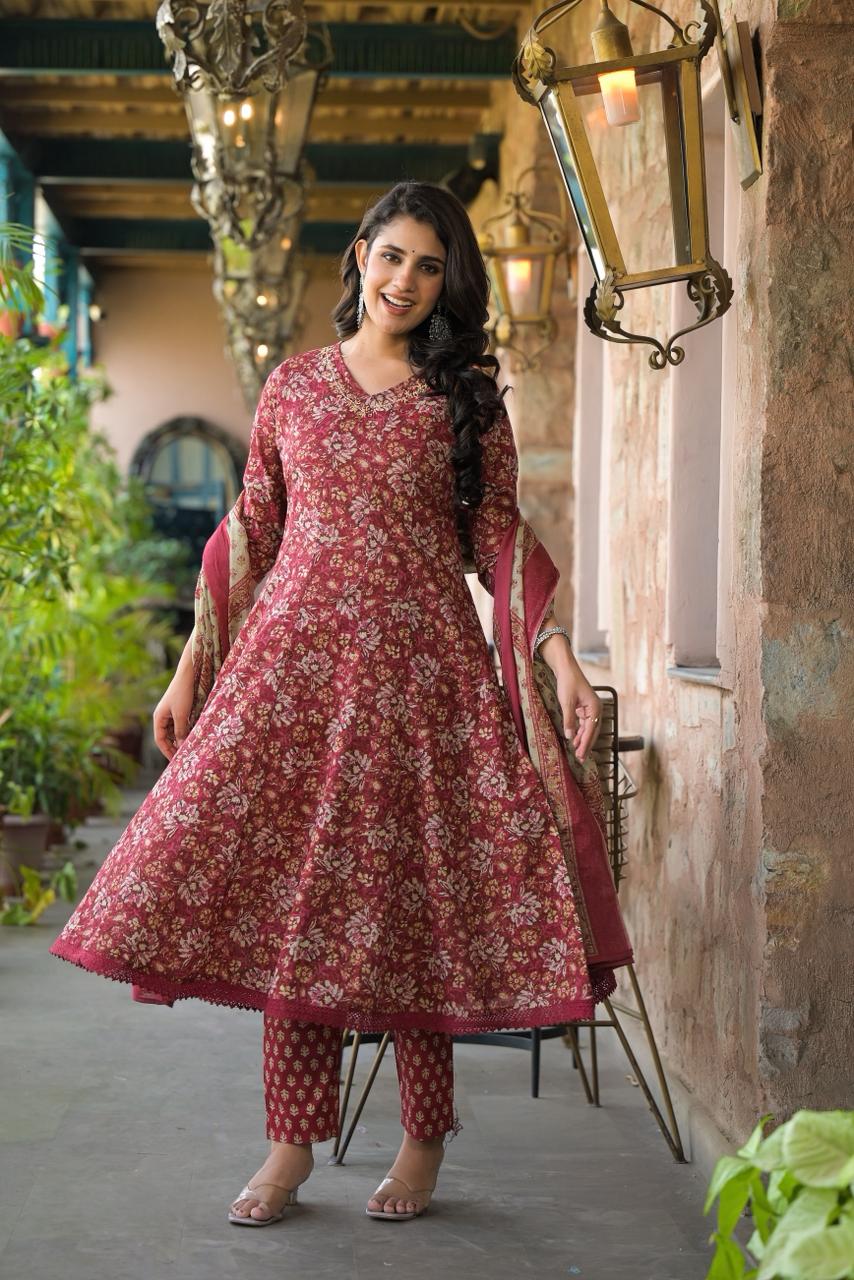 Floral Print Traditional Suit