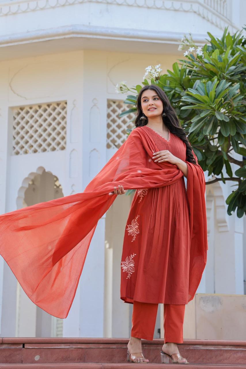 Elegant Coral Traditional Suit