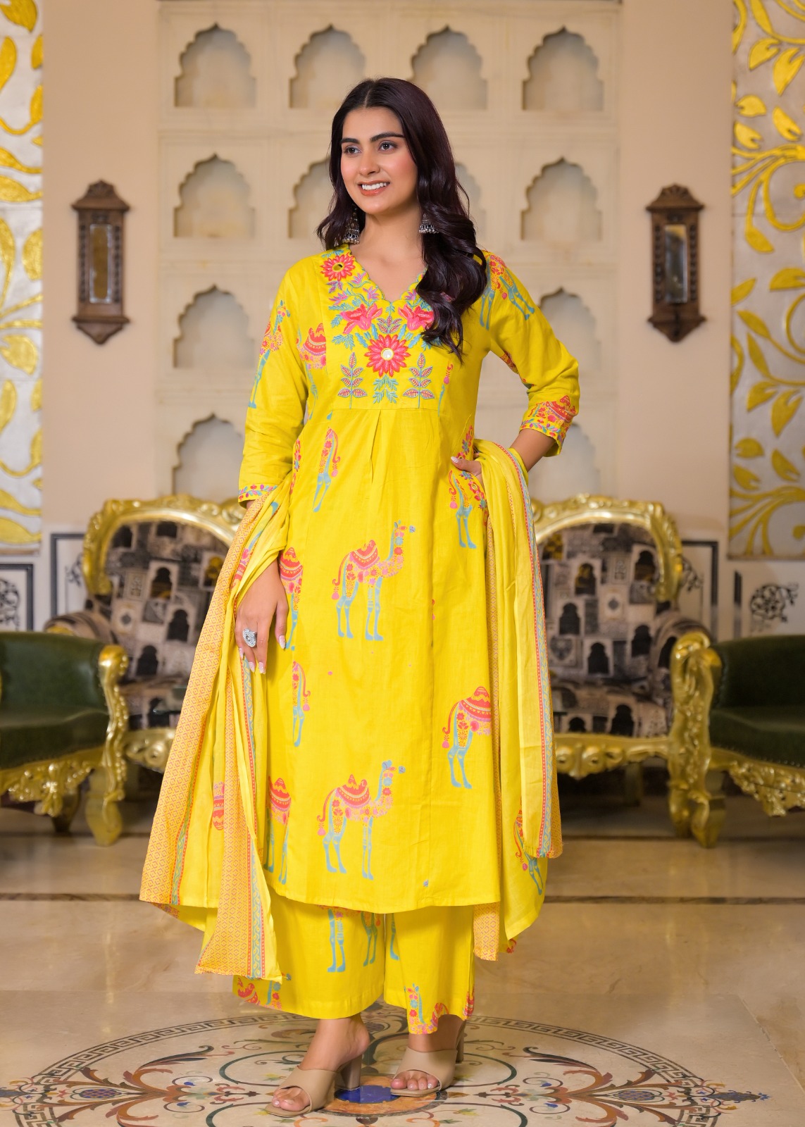 Embroidered Yellow Pakistani Suit