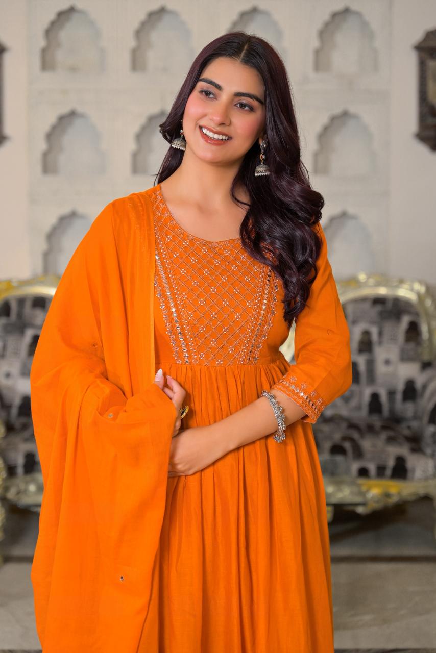 Elegant Orange Traditional Dress