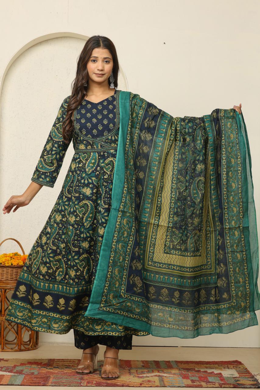 Elegant Printed Anarkali Suit