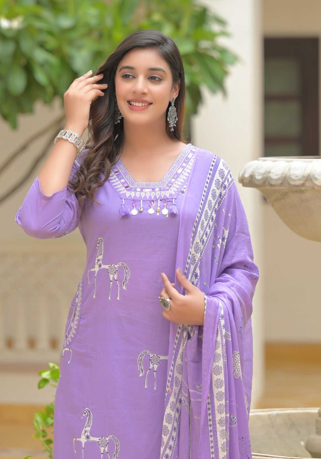 Lavender Embroidered Salwar Suit