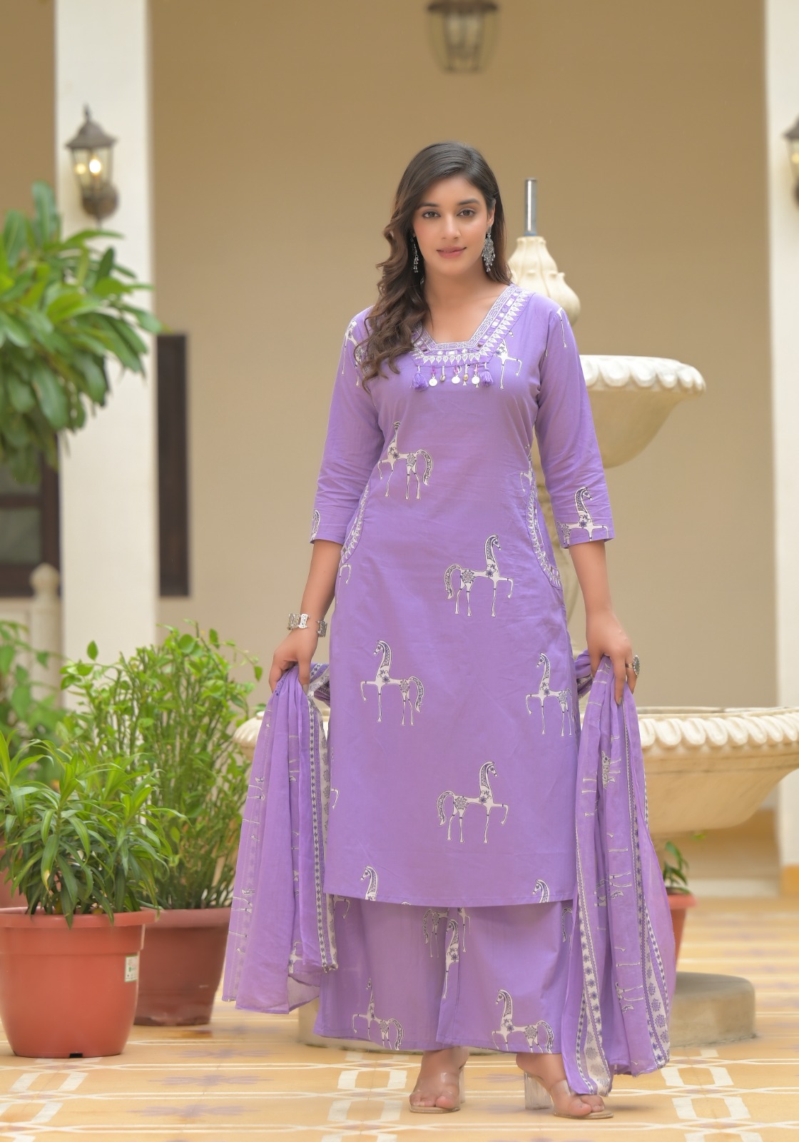 Lavender Embroidered Salwar Suit