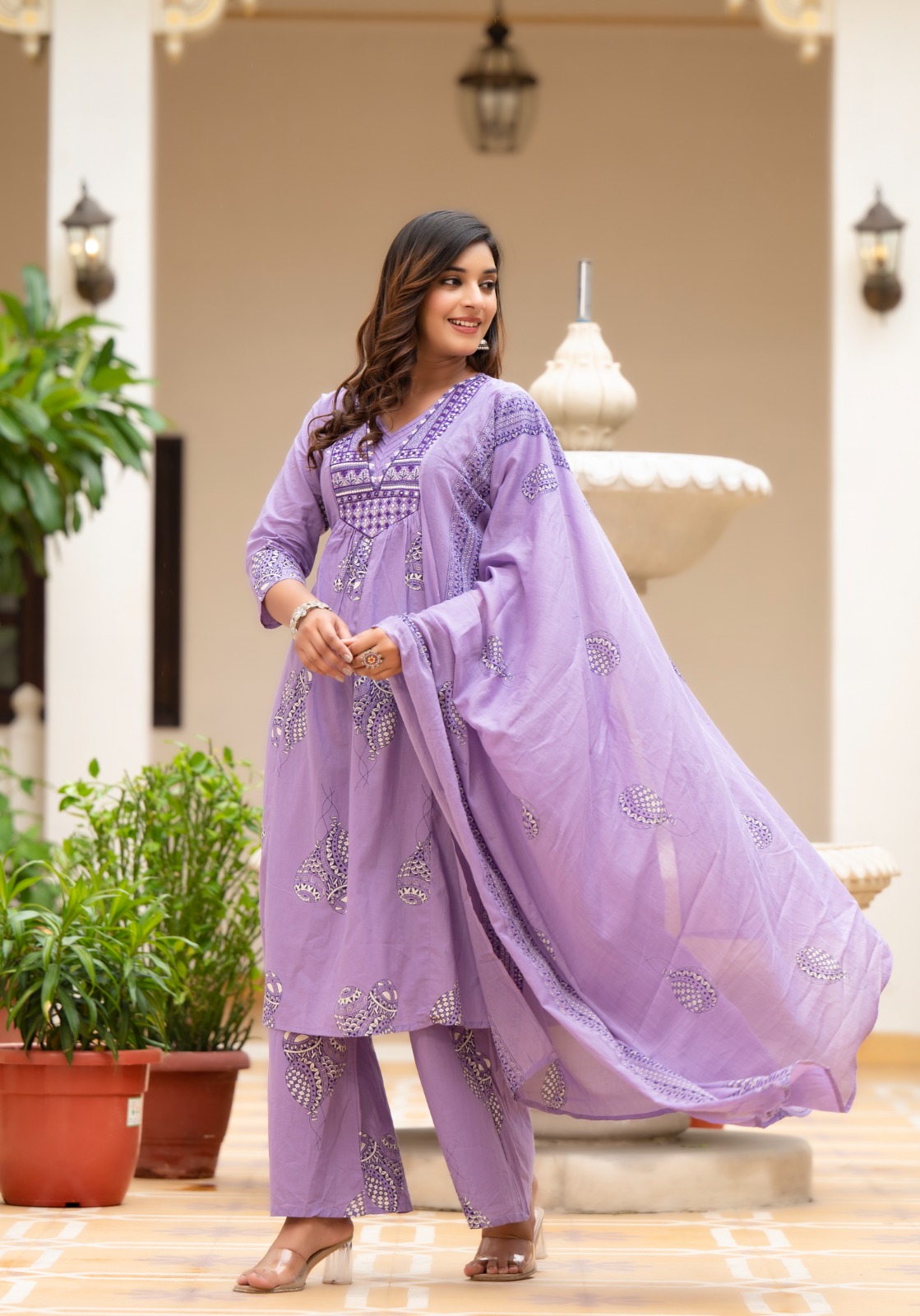 Lavender Embroidered Three-Piece Suit
