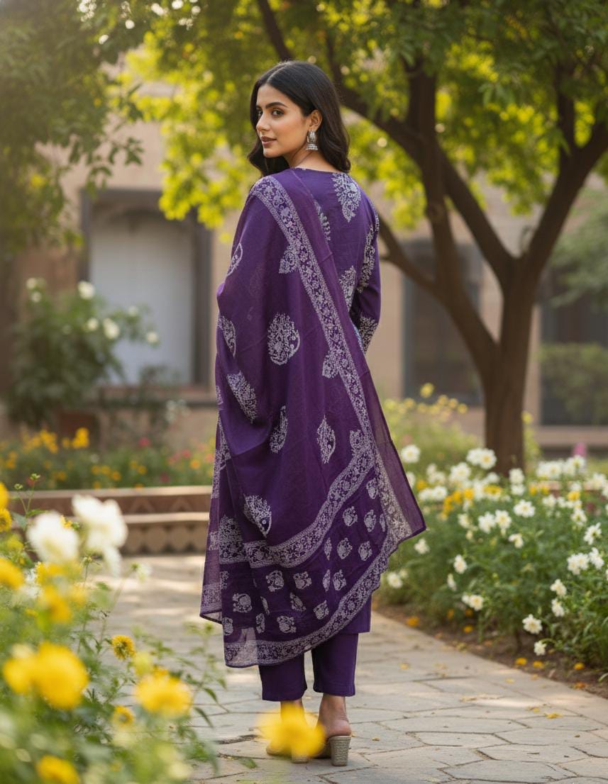 Purple traditional printed suit