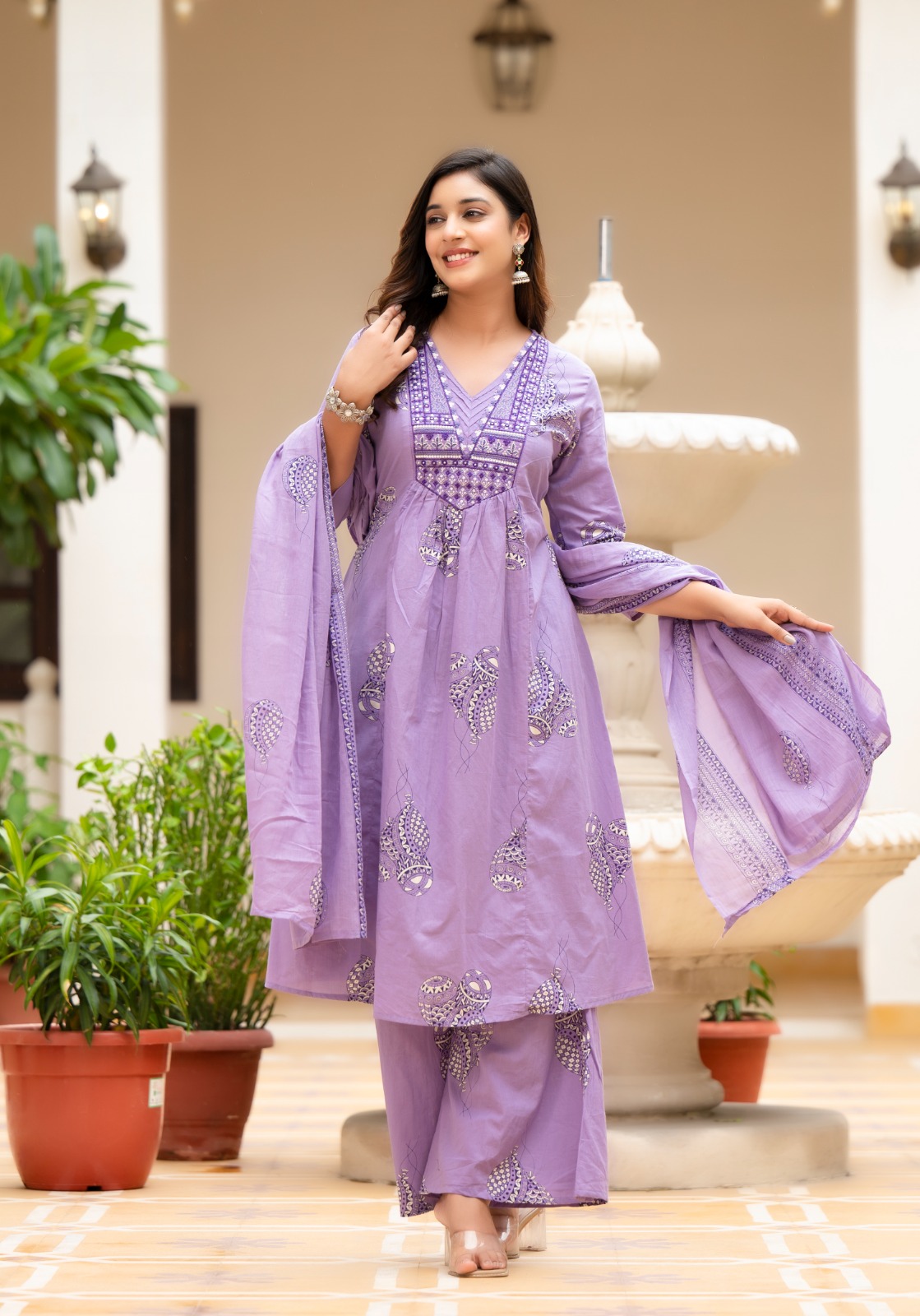 Lavender Embroidered Three-Piece Suit