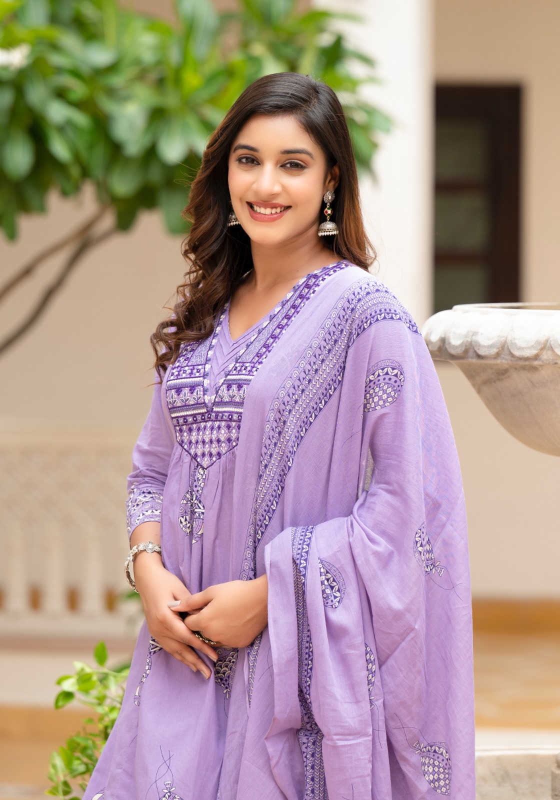 Lavender Embroidered Three-Piece Suit
