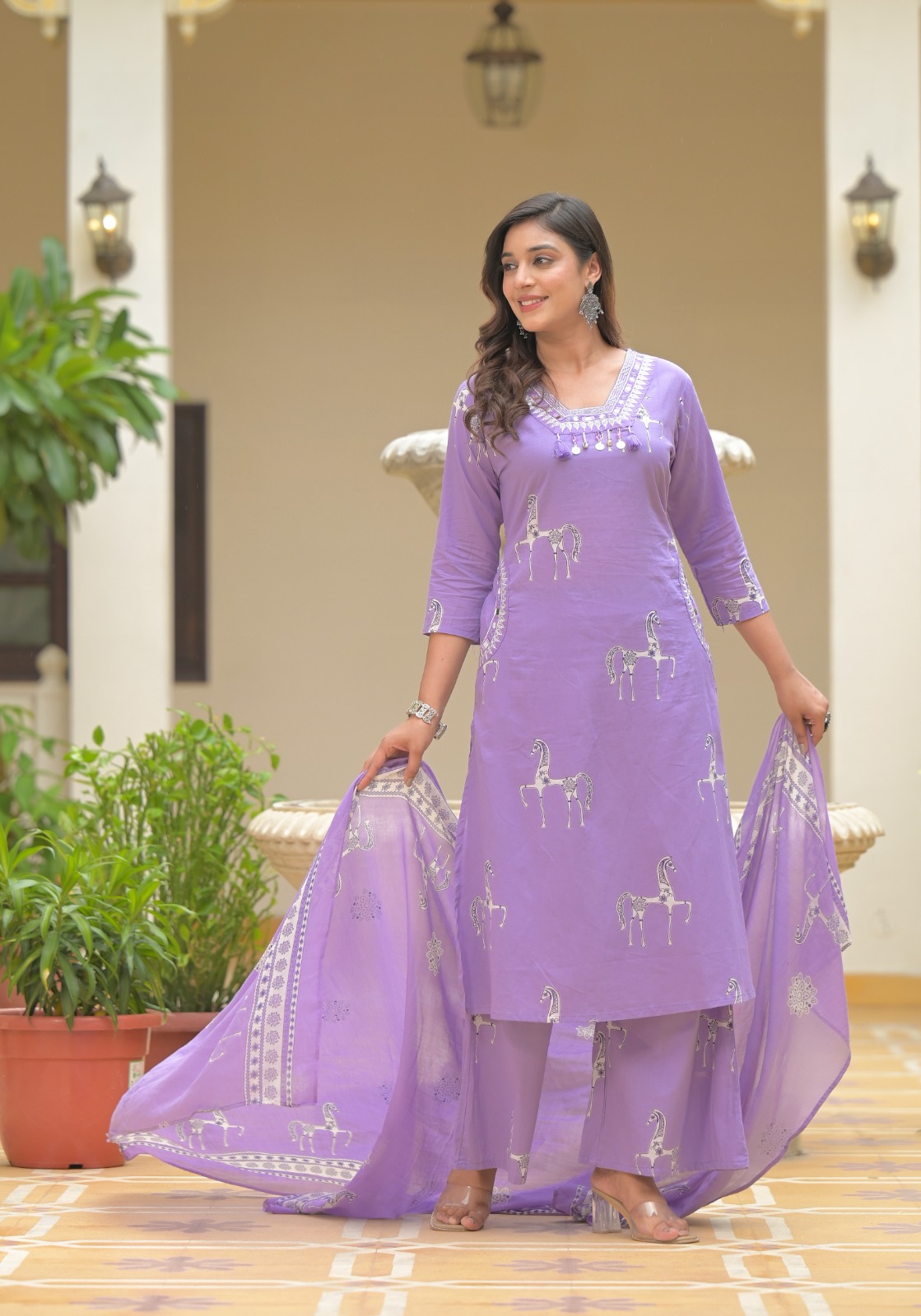 Lavender Embroidered Salwar Suit