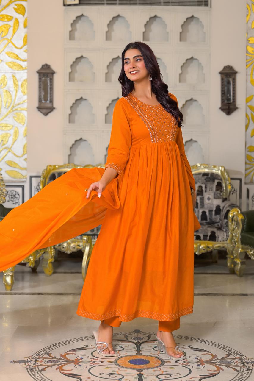 Elegant Orange Traditional Dress