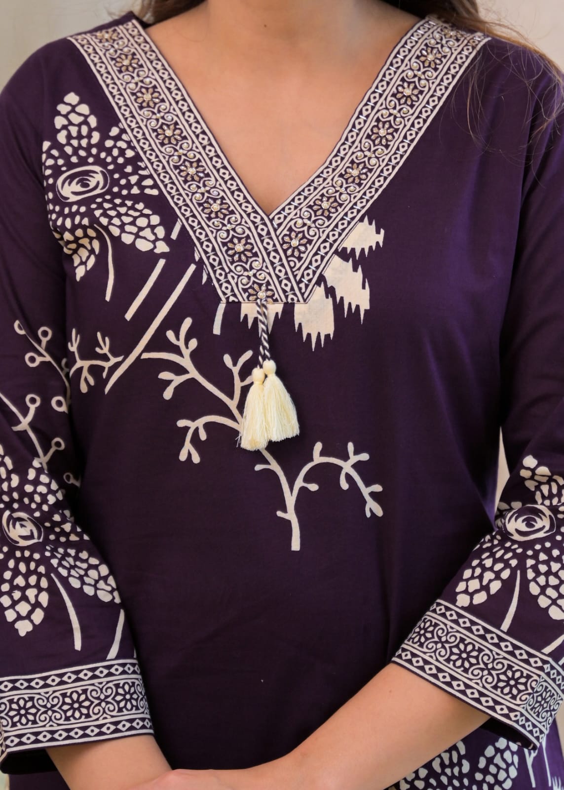 Elegant Purple Floral Embroidered Suit