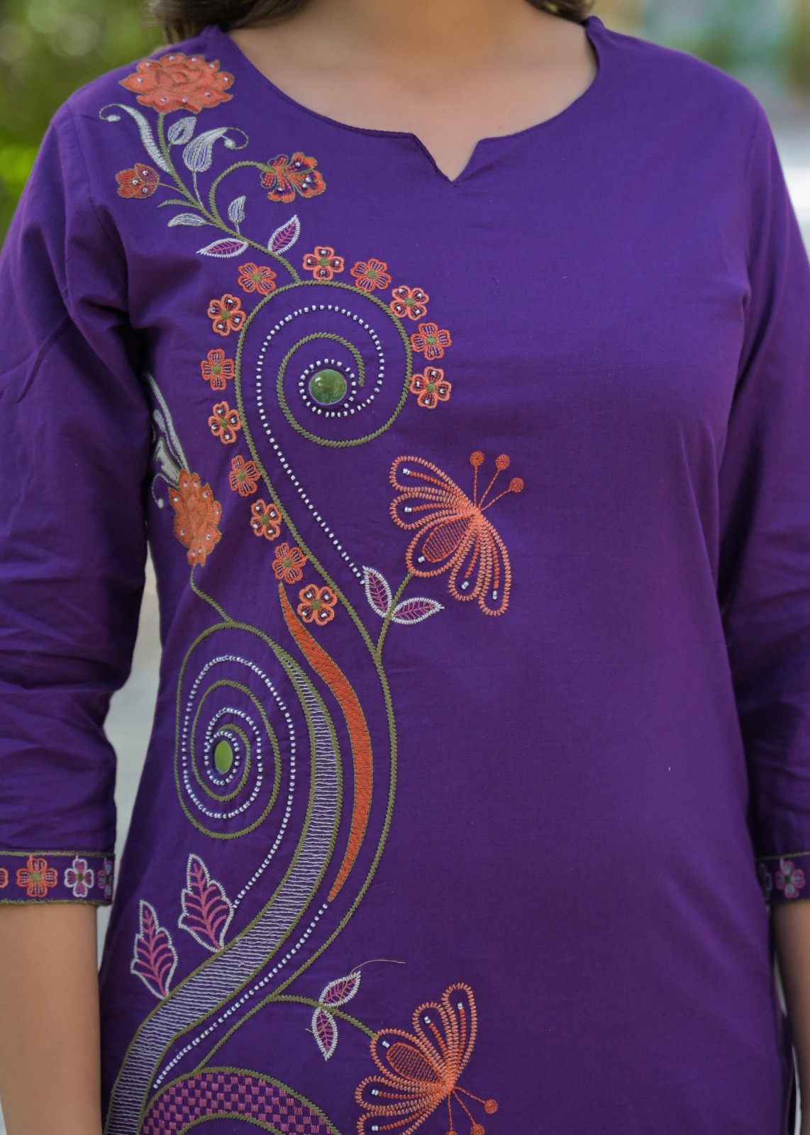 Purple Embroidered Kurta Set