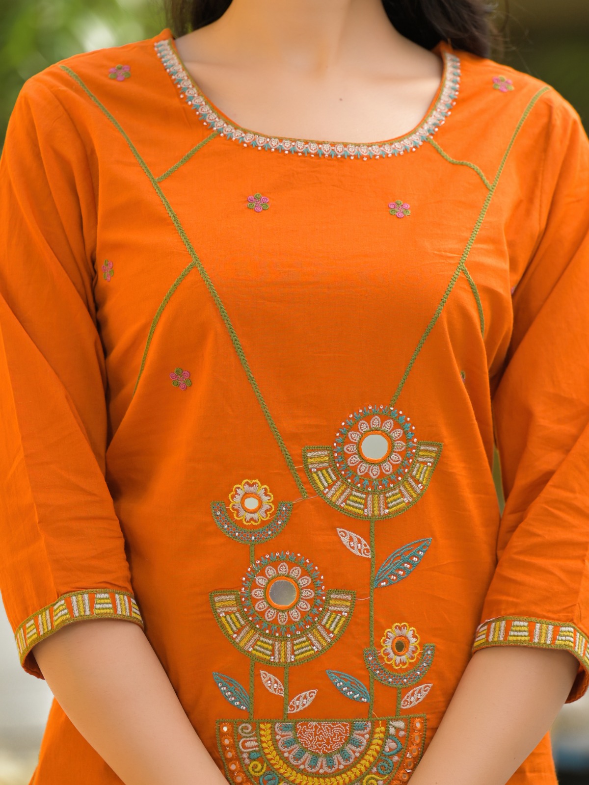 Elegant Orange Embroidered Salwar Kameez