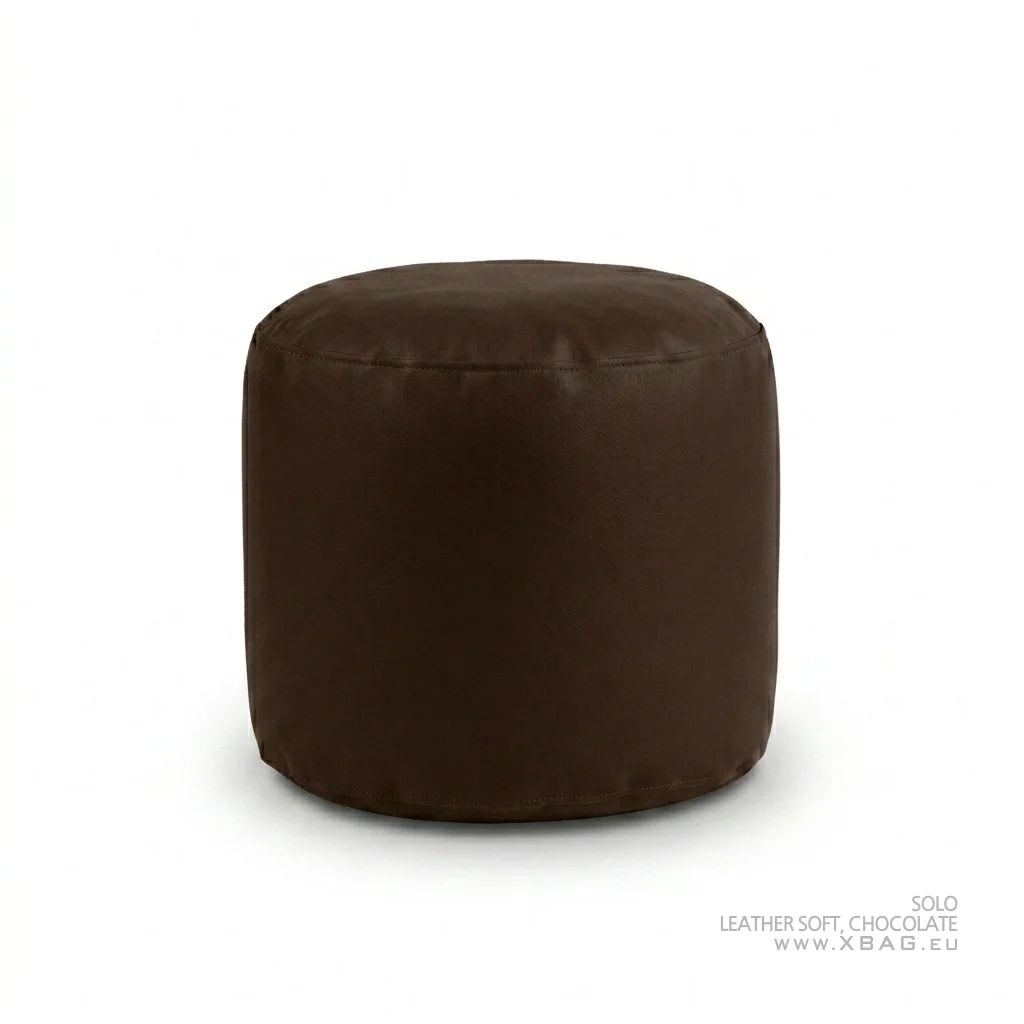 Pufas SOLO - LEATHER SOFT Tamsiai rudas