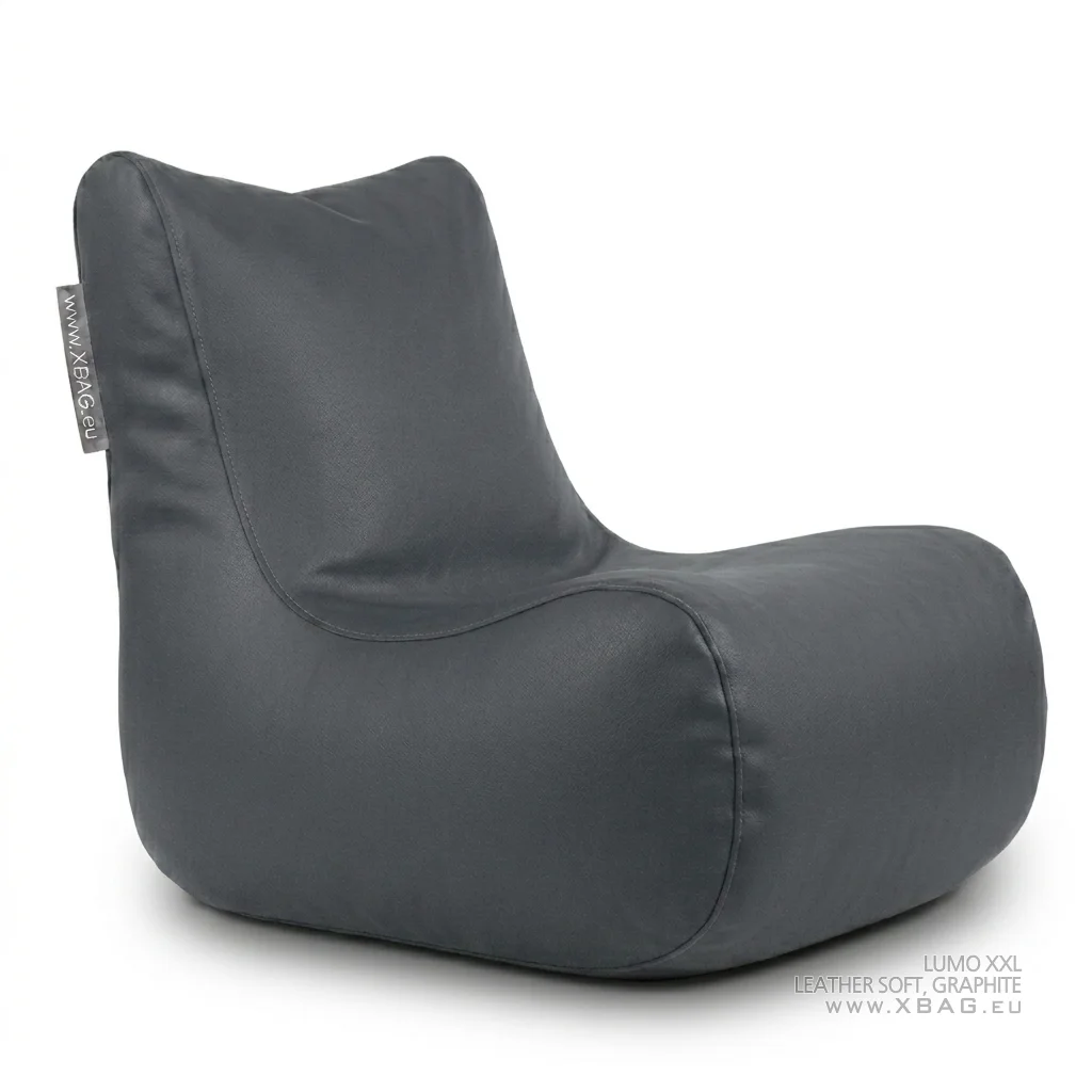 Sėdmaišis LUMO XXL LEATHER SOFT Pilkas grafito