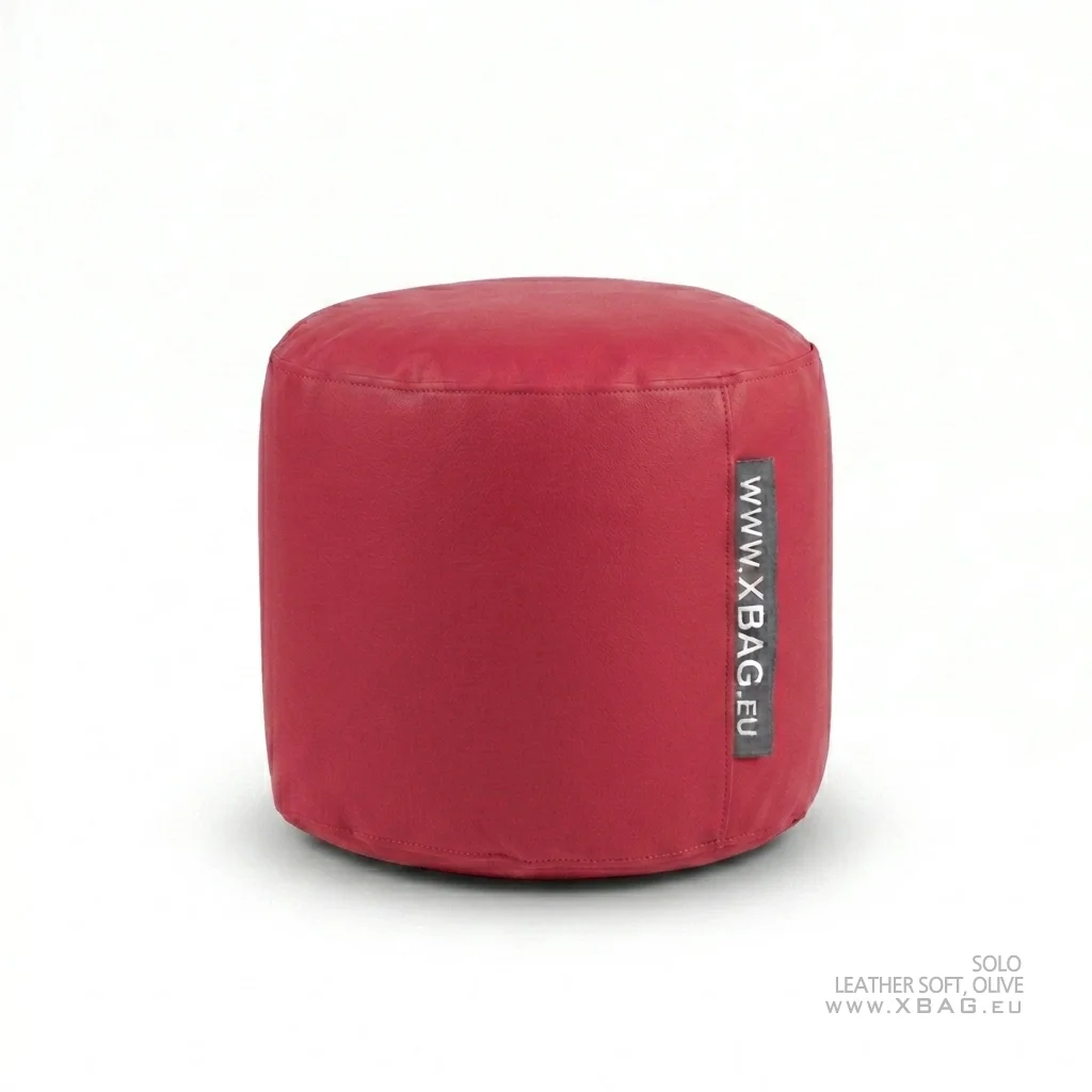 Pufas SOLO - LEATHER SOFT Raudonas
