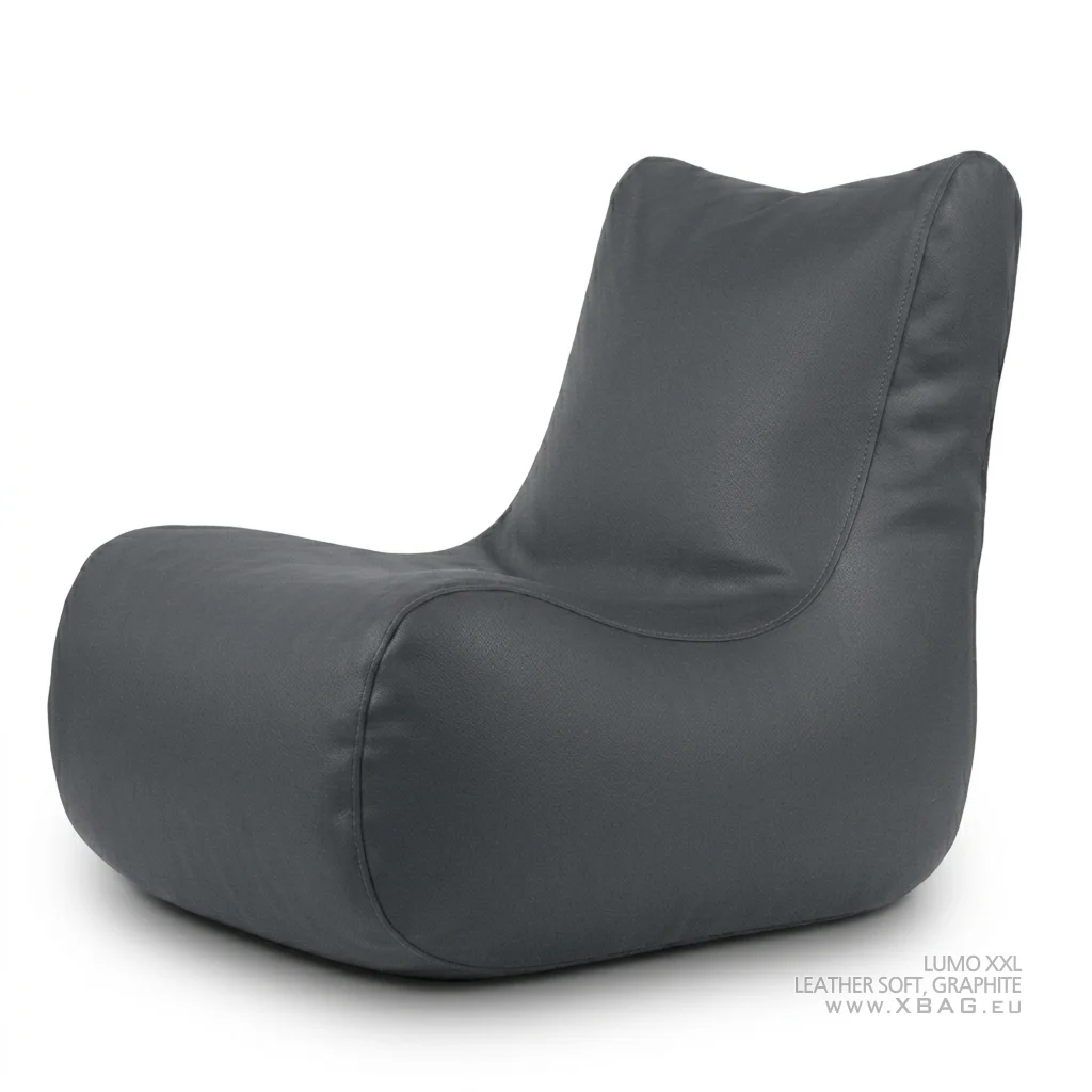 Sėdmaišis LUMO XXL LEATHER SOFT Pilkas grafito