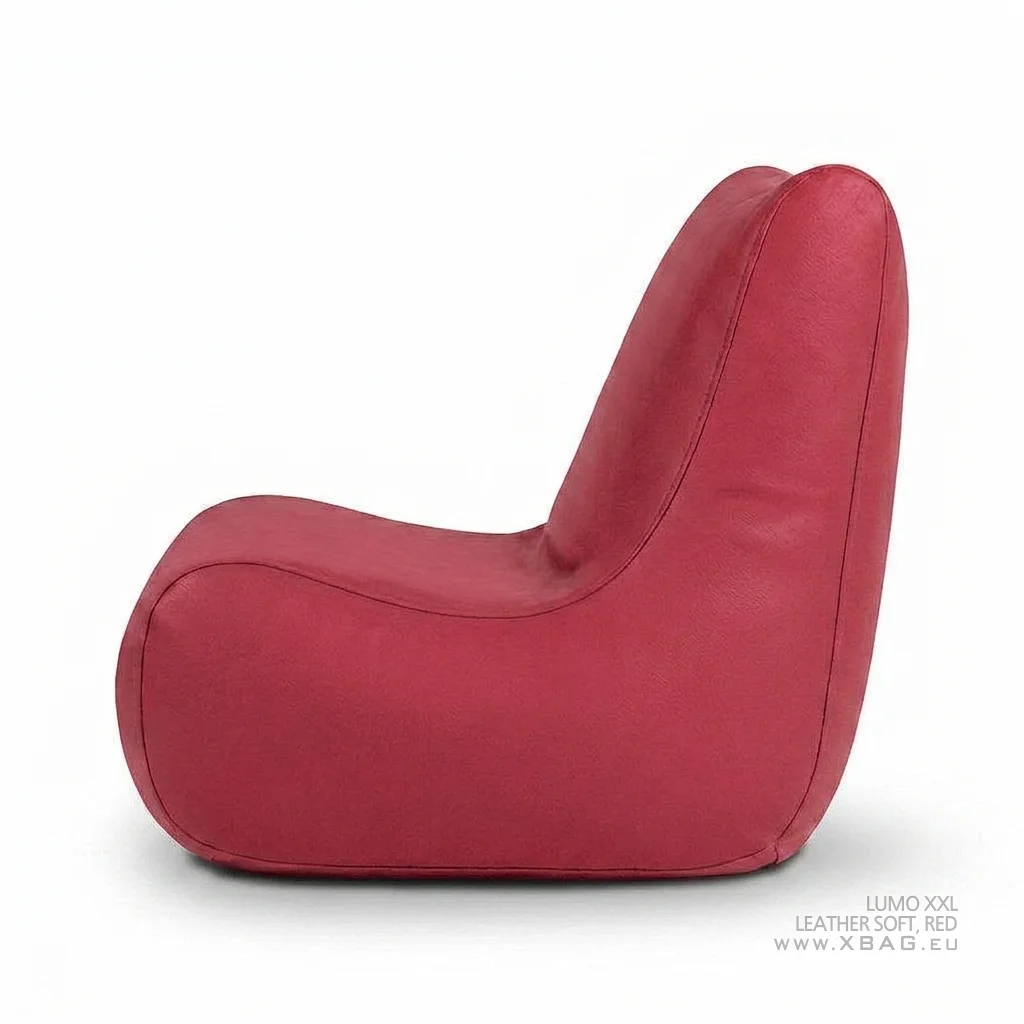 Komplektas: Sėdmaišis LUMO XXL + Pufas MONO - LEATHER SOFT Raudonas