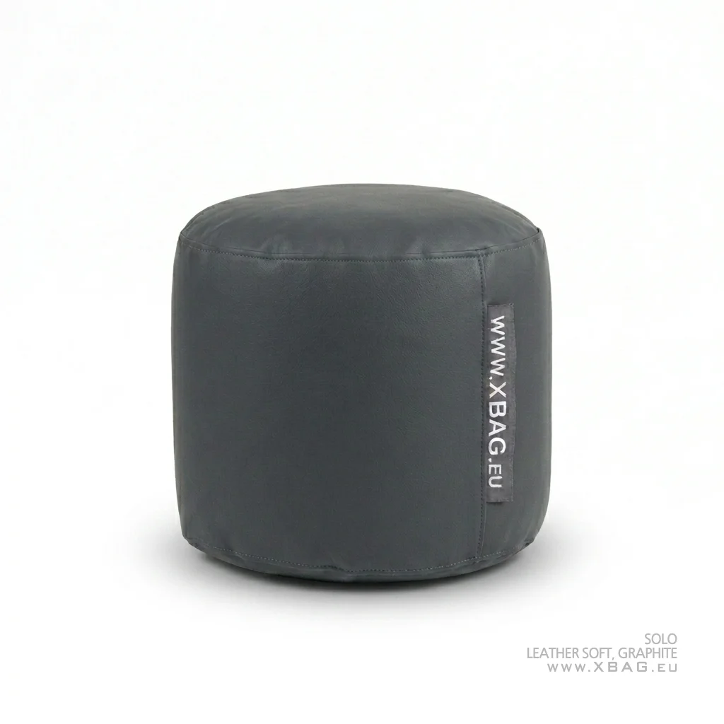 Pufas SOLO - LEATHER SOFT Pilkas grafito